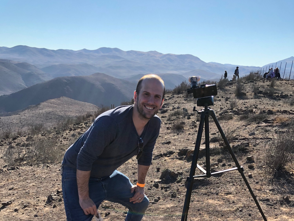 Astronomy tour guide Colin Stuart during the 2019 solar eclipse in Chile